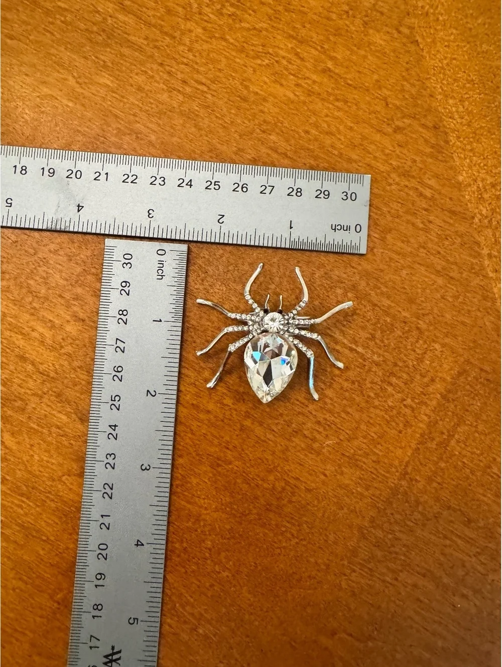 Vintage Silver Tone Crystal Spider Brooch Pin 305